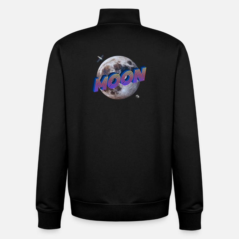 Moon - Outer Space Series - Unisex Organic Zip Sweatshirt by Stanley/Stella - black