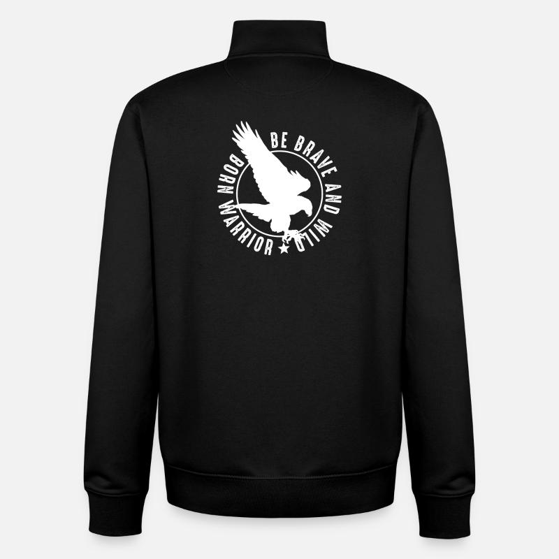 Emblème de l’aigle guerrier courageux - Sweat zippé unisexe en coton bio Stanley/Stella - noir