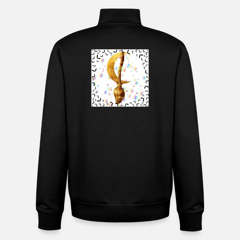 Balai d’Or et Lune Magique - Sweat zippé unisexe en coton bio Stanley/Stella - noir