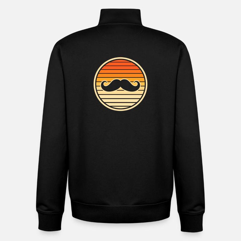 Retro Trendy Mustache Sunset Hipster - Unisex Organic Zip Sweatshirt by Stanley/Stella - black