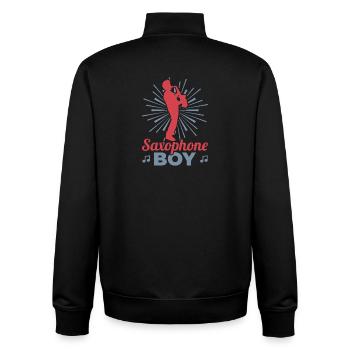 Garçon jouant du saxophone - Sweat zippé unisexe en coton bio Stanley/Stella - noir - Dos - AI Model Male 185 light (185cm)