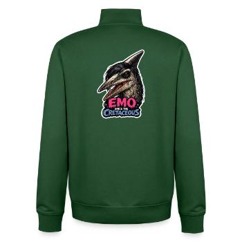 Emo Dinosaur, Sad Dino, Emotional - Unisex Organic Zip Sweatshirt by Stanley/Stella - bottle green - Back - AI Model Male 185 dark (185cm)