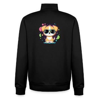 Neon-Welpe mit Brille - Unisex Organic Zip Sweatshirt von Stanley/Stella - Schwarz - Hinten - AI Model Male 185 light (185cm)