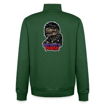 Emo Dinosaur, Sad Dino, Emotional - Unisex Organic Zip Sweatshirt by Stanley/Stella - bottle green - Back - AI Model Male 185 dark (185cm)
