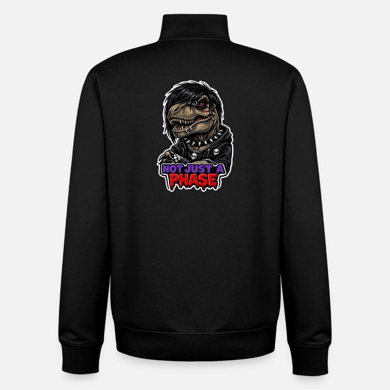 Emo Dinosaur, Sad Dino, Emotional - Unisex Organic Zip Sweatshirt by Stanley/Stella - black
