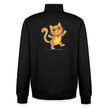 Smiling Orange Cat - Unisex Organic Zip Sweatshirt by Stanley/Stella - black - Back - AI Model Male 185 light (185cm)