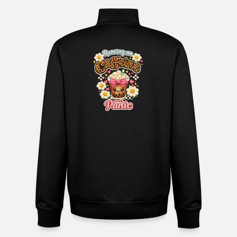 Coffee Chaos Patch Leopard Latte - Unisex Organic Zip Sweatshirt by Stanley/Stella - black