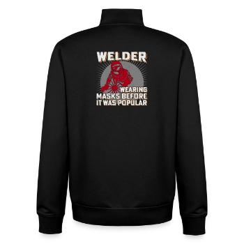 Welder Humor Masks Previously Popular - Unisex Organic Zip Sweatshirt by Stanley/Stella - black - Back - AI Model Male 185 light (185cm)