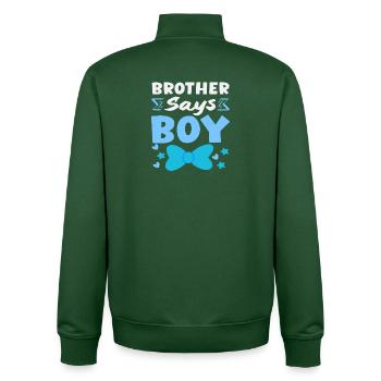 Frère dit que le garçon révèle le sexe - Sweat zippé unisexe en coton bio Stanley/Stella - vert bouteille - Dos - AI Model Male 185 dark (185cm)