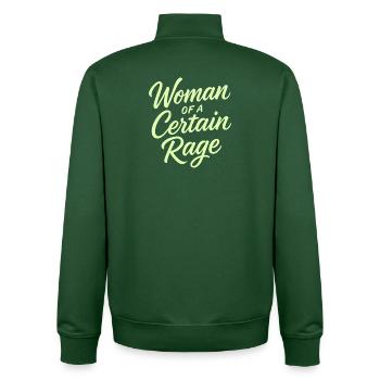 Woman of a Certain Rage light green saying design - Unisex Organic Zip Sweatshirt by Stanley/Stella - bottle green - Back - AI Model Male 185 dark (185cm)