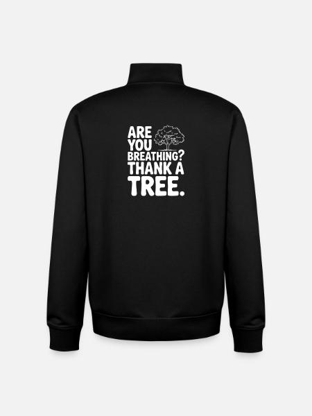 Atmest du? Danke einem Baum. - Unisex Organic Zip Sweatshirt von Stanley/Stella - Schwarz