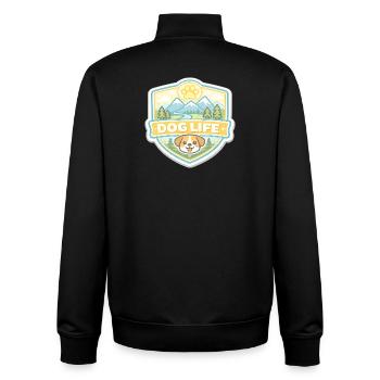 Dog Life Mountain Landscape Badge - Unisex Organic Zip Sweatshirt by Stanley/Stella - black - Back - AI Model Male 185 light (185cm)