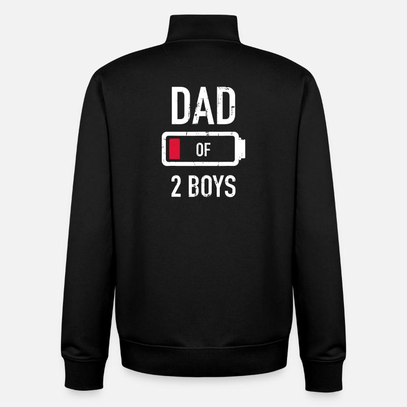 Père de deux garçons Battery - Sweat zippé unisexe en coton bio Stanley/Stella - noir