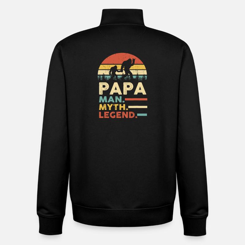 Papa Myth Legend Retro Sunset - Unisex Organic Zip Sweatshirt by Stanley/Stella - black