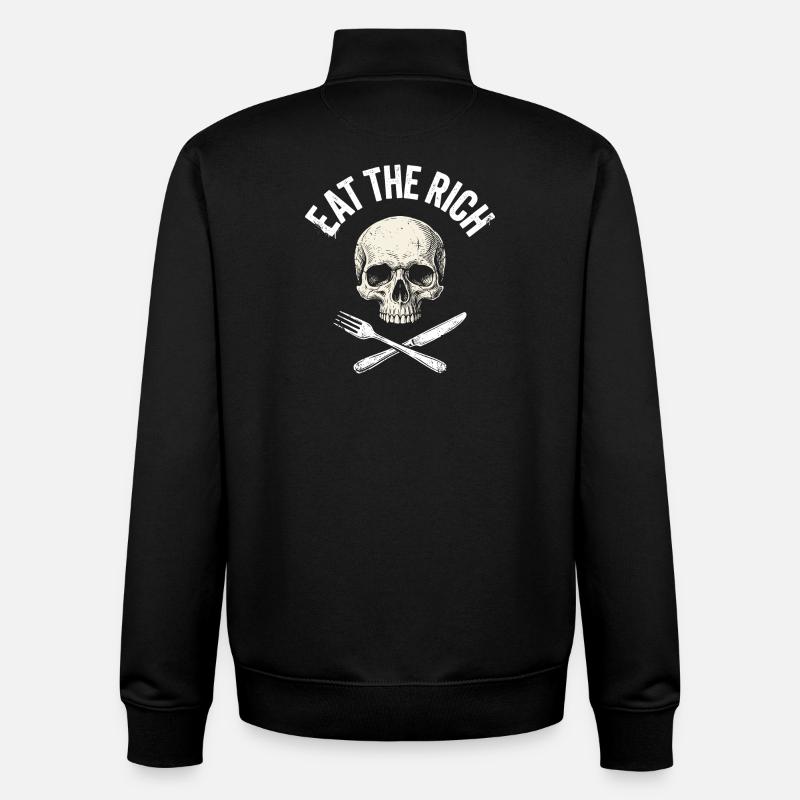 Mange le crâne riche - Sweat zippé unisexe en coton bio Stanley/Stella - noir