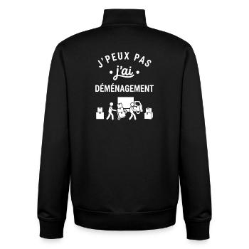 J'peux pas j'ai déménagement - Sweat zippé unisexe en coton bio Stanley/Stella - noir - Dos - AI Model Male 185 light (185cm)