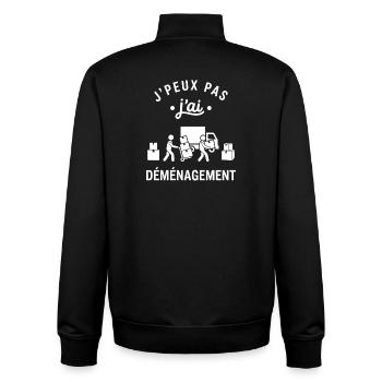 J'peux pas j'ai déménagement - Sweat zippé unisexe en coton bio Stanley/Stella - noir - Dos - AI Model Male 185 light (185cm)