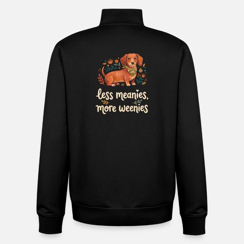 Moins méchant, plus d’amour de weenie. - Sweat zippé unisexe en coton bio Stanley/Stella - noir