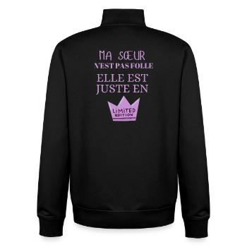 Ma sœur n’est pas folle édition limitée - Sweat zippé unisexe en coton bio Stanley/Stella - noir - Dos - AI Model Male 185 light (185cm)