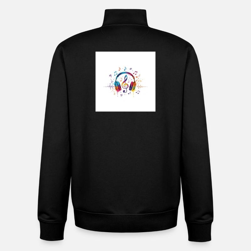 Bunte Kopfhörer Musikdesign - Unisex Organic Zip Sweatshirt von Stanley/Stella - Schwarz
