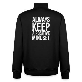 Bewahre immer eine positive Einstellung - Unisex Organic Zip Sweatshirt von Stanley/Stella - Schwarz - Hinten - AI Model Male 185 light (185cm)