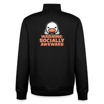 Warning Socially Awkward Duck Middle Finger Bird - Unisex Organic Zip Sweatshirt by Stanley/Stella - black - Back - AI Model Male 185 light (185cm)