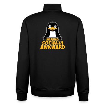 Penguin Warning Socially Awkward Funny Clumsy - Unisex Organic Zip Sweatshirt by Stanley/Stella - black - Back - AI Model Male 185 light (185cm)
