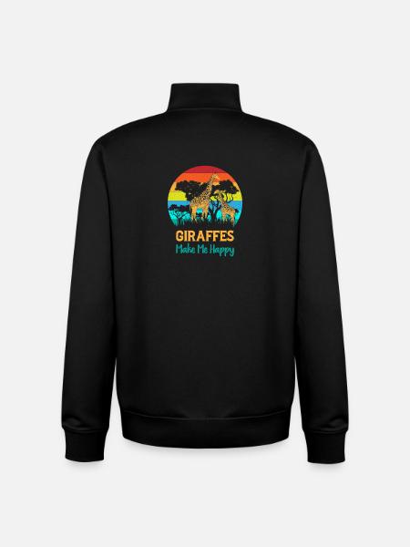 Giraffes Make Me Happy - Funny Giraffe - Unisex Organic Zip Sweatshirt by Stanley/Stella - black
