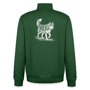 Husky Sketch White – Siberian Husky Design - Unisex Organic Zip Sweatshirt by Stanley/Stella - bottle green - Back - AI Model Male 185 dark (185cm)