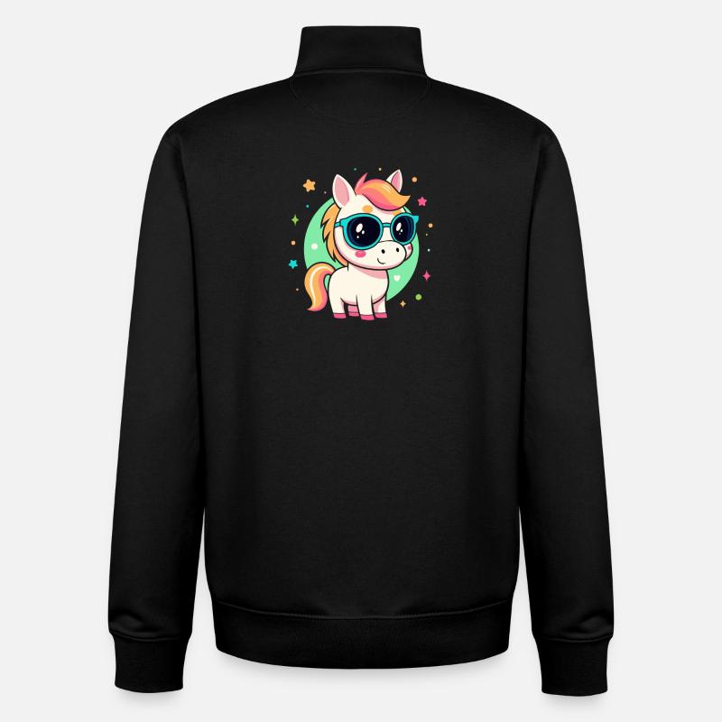 Regenbogenpony mit Brille - Unisex Organic Zip Sweatshirt von Stanley/Stella - Schwarz