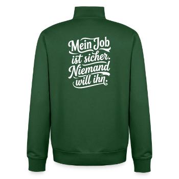 Mein Job ist sicher niemand will ihn - Unisex Organic Zip Sweatshirt von Stanley/Stella - Flaschengrün - Hinten - AI Model Male 185 dark (185cm)