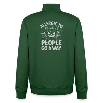 Chat allergique aux gens, drôle - Sweat zippé unisexe en coton bio Stanley/Stella - vert bouteille - Dos - AI Model Male 185 dark (185cm)