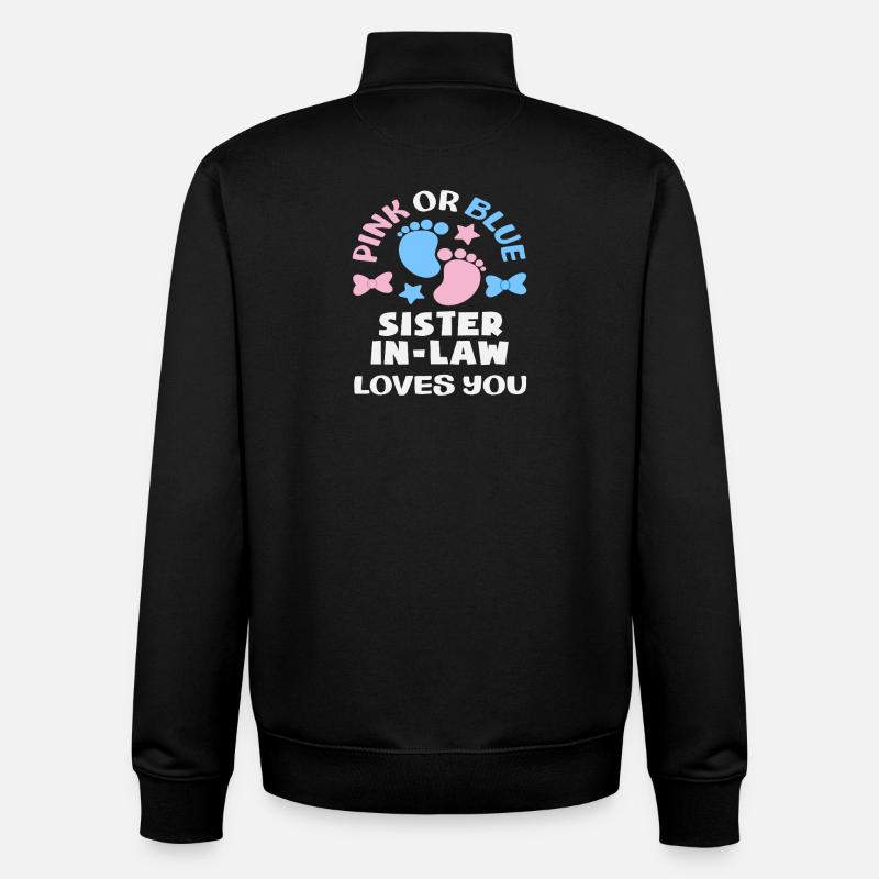 Pink Oder Blau Stiefschwester Gender Reveal - Unisex Organic Zip Sweatshirt von Stanley/Stella - Schwarz