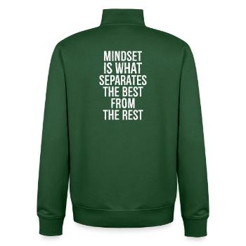 mindset is what separates the best from the rest - Sweat zippé unisexe en coton bio Stanley/Stella - vert bouteille - Dos - AI Model Male 185 dark (185cm)