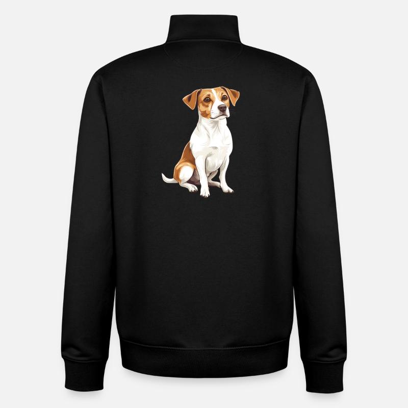 Jack Russel Terrier Design Illustration - Sweat zippé unisexe en coton bio Stanley/Stella - noir