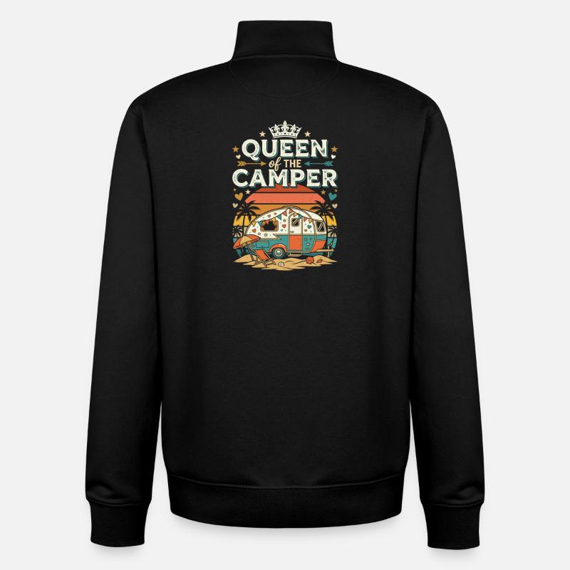 Reine du Campeur - Sweat zippé unisexe en coton bio Stanley/Stella - noir
