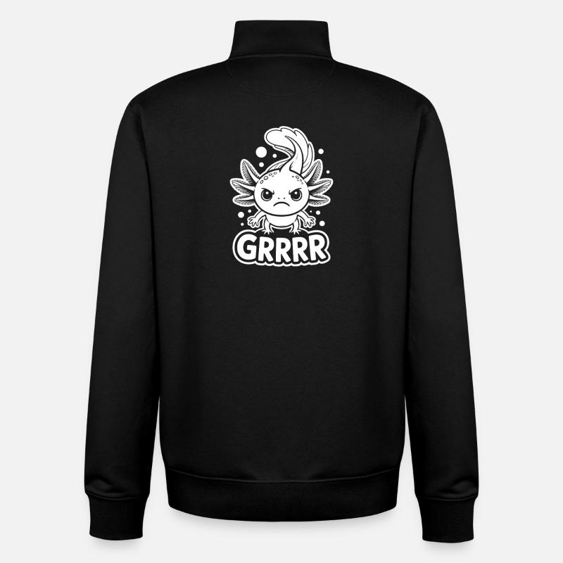 Grumpy Axolotl GRRRR - Sweat zippé unisexe en coton bio Stanley/Stella - noir