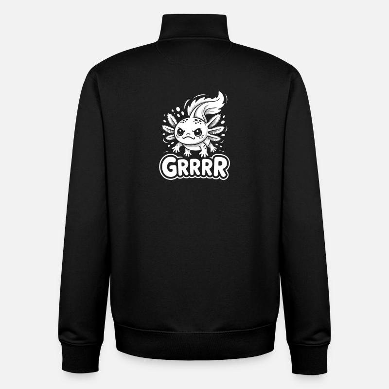 Grump Axolotl - Sweat zippé unisexe en coton bio Stanley/Stella - noir