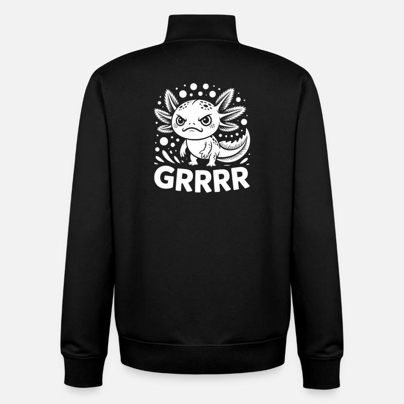 Grump Axolotl - Sweat zippé unisexe en coton bio Stanley/Stella - noir
