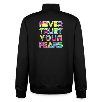 Never Fears W - Unisex Organic Zip Sweatshirt by Stanley/Stella - black - Back - AI Model Male 185 light (185cm)