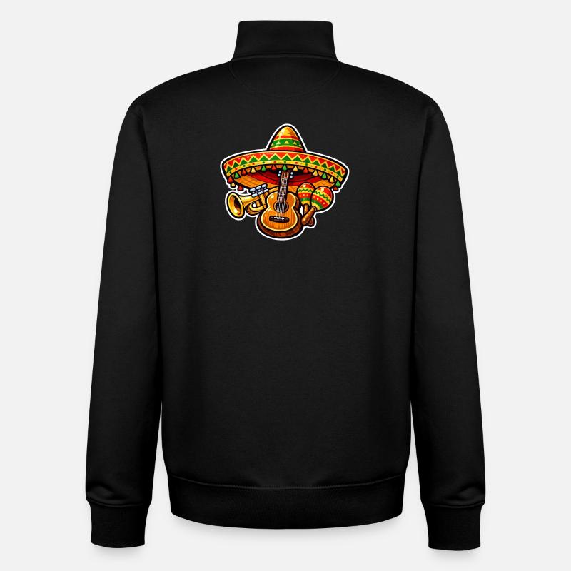Mexican Fiesta avec guitare - Sweat zippé unisexe en coton bio Stanley/Stella - noir