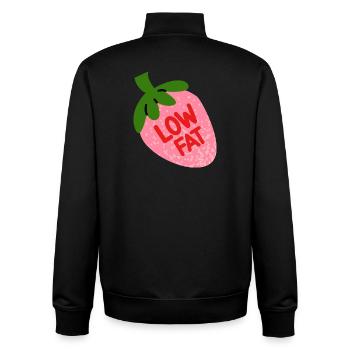 Fraise faible en gras, design de fruit amusant - Sweat zippé unisexe en coton bio Stanley/Stella - noir - Dos - AI Model Male 185 light (185cm)