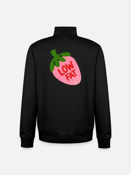 Low Fat Strawberry Funny Fruit Design - Unisex Organic Zip Sweatshirt by Stanley/Stella - black