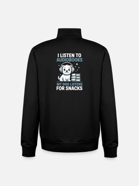 Dogs Audiobook Fans Reading Bookish Gift - Unisex Organic Zip Sweatshirt by Stanley/Stella - black