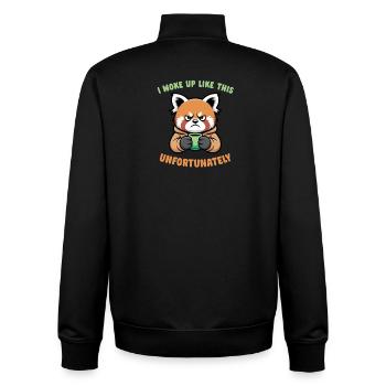 Mürrischer Panda mit Kaffee - Morgenmuffel - Unisex Organic Zip Sweatshirt von Stanley/Stella - Schwarz - Hinten - AI Model Male 185 light (185cm)