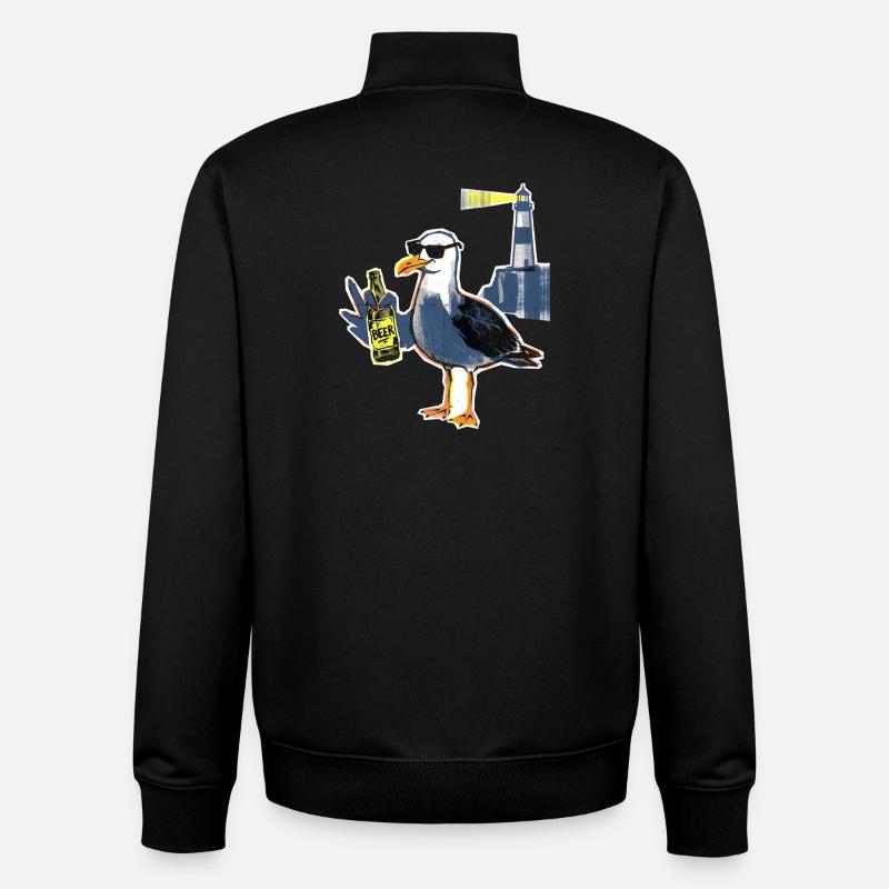 Coole Möwe Leuchtturm Bier - Unisex Organic Zip Sweatshirt von Stanley/Stella - Schwarz