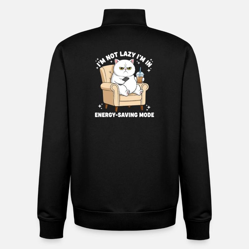 Cat energy saving mode - Unisex Organic Zip Sweatshirt by Stanley/Stella - black