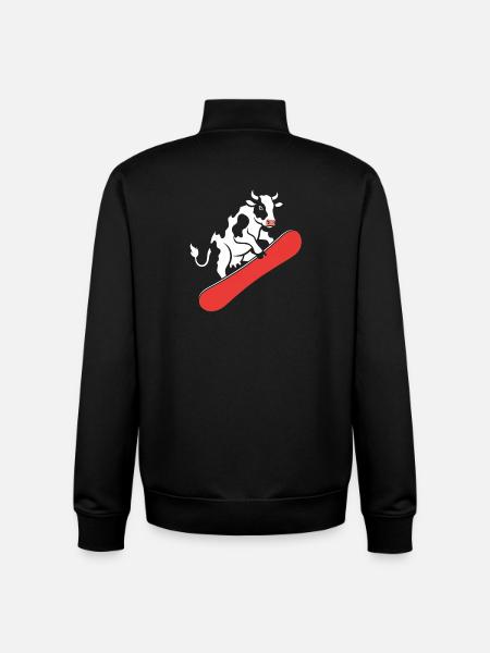 Cow on skateboard - Unisex Organic Zip Sweatshirt by Stanley/Stella - black