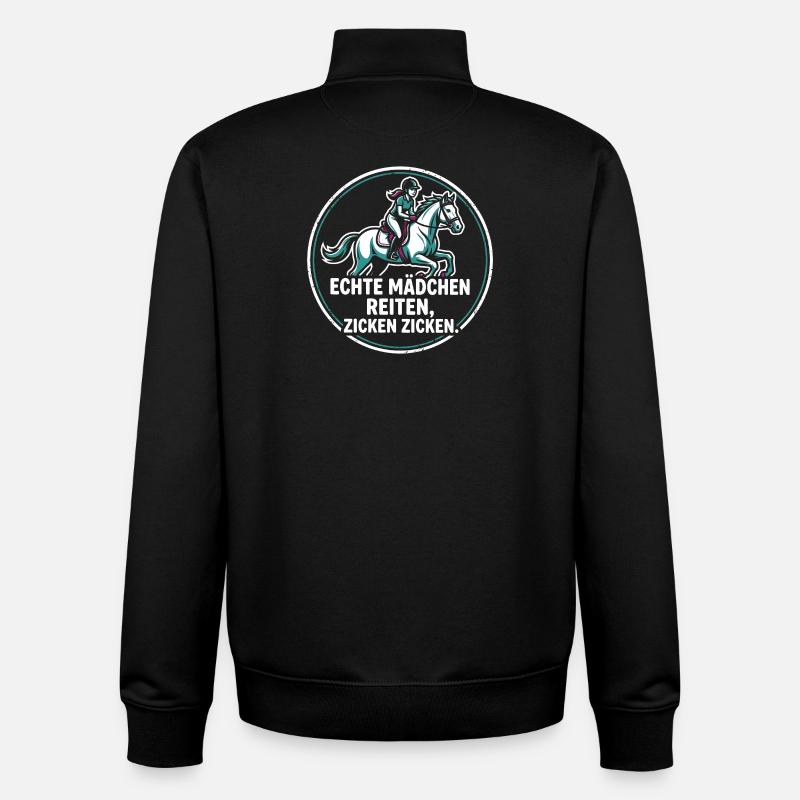 Pferdemädchen Spruch - Echte Mädchen Reiten - Unisex Organic Zip Sweatshirt von Stanley/Stella - Schwarz