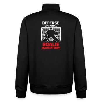Gardien de but de hockey Cadeau de but Vie de gardien de hockey - Sweat zippé unisexe en coton bio Stanley/Stella - noir - Dos - AI Model Male 185 light (185cm)